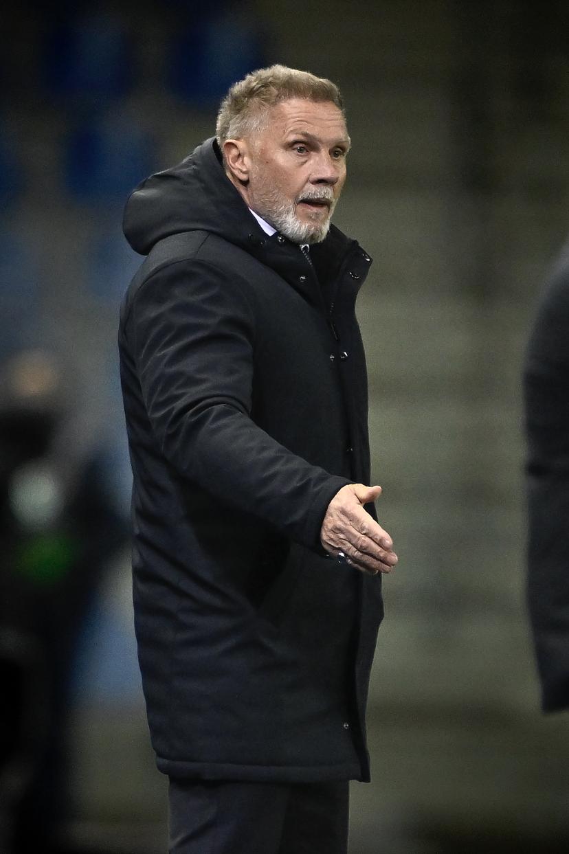 Genk's head coach Thorsten Fink pictured during a soccer game between Belgian soccer team KRC Genk and Swiss FC Basel, on Thursday 27 November 2025, in Genk, on the fifth game (out of 8) in the league phase of the UEFA Europa League competition. BELGA PHOTO JOHAN EYCKENS