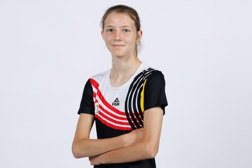 Fenne Peeters poses during a team building of Team Belgium in preparation of the EYOF2025 European Youth Olympics Festival, Tuesday 15 July 2025, in Louvain-La-Neuve. BELGA PHOTO BENOIT DOPPAGNE