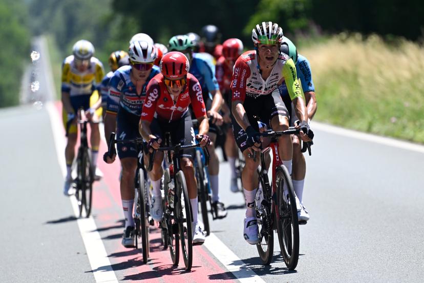 Belgian Dries De Pooter of Intermarche-Wanty pictured in action during the men's elite road race of the Belgian Cycling Championships, 230km from and to the Grand Place square in Binche on Sunday 29 June 2025. BELGA PHOTO POOL NICO VEREECKEN