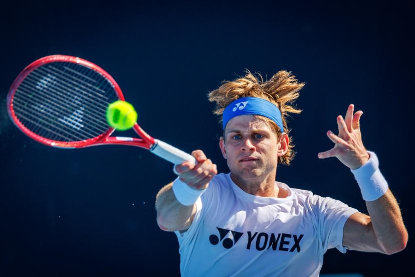 Belgian Zizou Bergs pictured during a training practice before the start of the Australian Open tennis tournament in Melbourne, Australia on Saturday 17 January 2026.  BELGA PHOTO PATRICK HAMILTON  --- BENELUX ONLY   ---