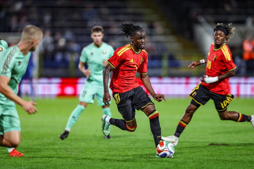 Belgium's Joseph Boende is pictured in action during a soccer game between Belgium U21 and Belarus U21, Thursday 24 September 2026 in Westerlo, qualifier 6/8 for the 2027 European Championships. BELGA PHOTO BRUNO FAHY
