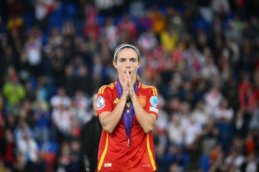 Spain's midfielder #06 Aitana Bonmati reacts after Spain lost to England in the UEFA Women's Euro 2025 final football match between England and Spain at the St. Jakob-Park Stadium in Basel, on July 27, 2025. England beat Spain 3-1 on penalties to win the Women's Euro 2025. SEBASTIEN BOZON / AFP