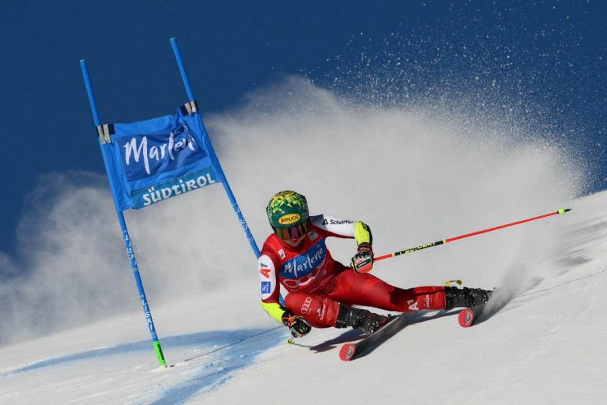 Austria's Julia Scheib competes in the first run of the Women's Giant Slalom event of FIS Alpine Skiing World Cup in Kronplatz, Plan de Corones, Italy, on January 20, 2026.  Marco BERTORELLO / AFP