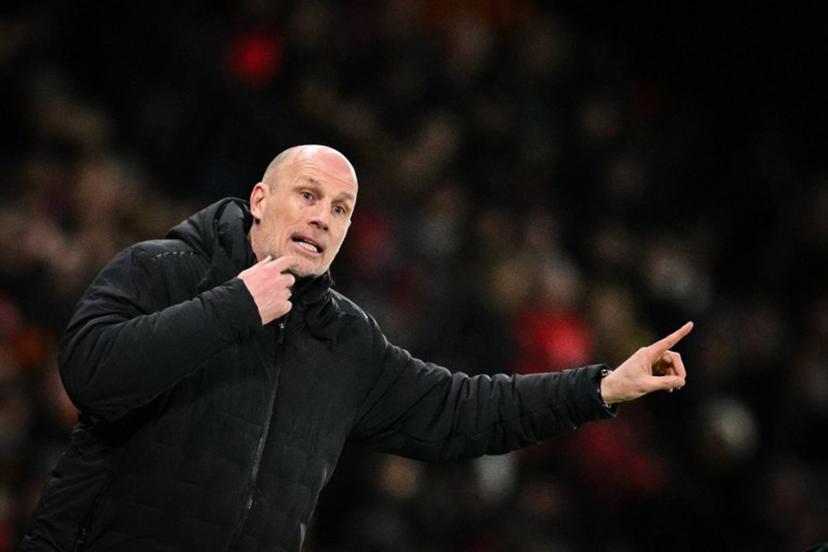 Rangers Belgian manager Philippe Clement reacts during the UEFA Europa league football match between Manchester United and Glasgow Rangers at Old Trafford stadium in Manchester, north west England, on January 23, 2025.  Oli SCARFF / AFP