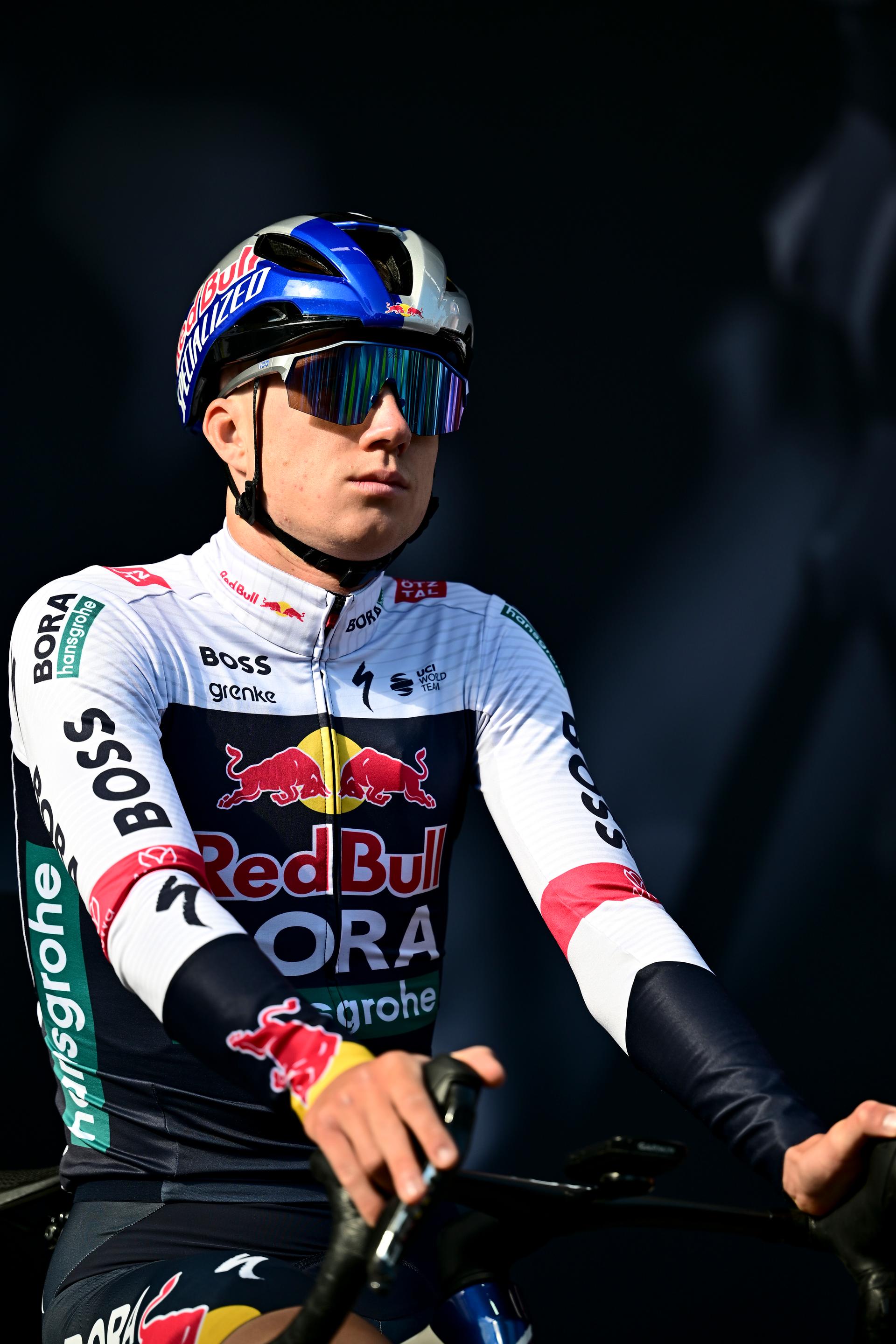 Belgian Maxim Van Gils of RedBull-BORA-hansgrohe pictured at the start of the men elite race of the Liege-Bastogne-Liege one day cycling event, 252km from Liege, over Bastogne to Liege, Sunday 27 April 2025. BELGA PHOTO MAARTEN STRAETEMANS
