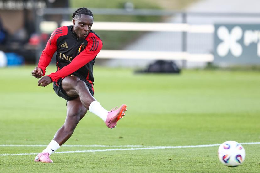 Belgium's Jeremy Doku pictured during a training session of the Belgian national soccer team Red Devils, at the Proximus Basecamp in Tubize, Monday 01 September 2025. The team is preparing for the matches against Liechtenstein (04/09) and Kazakhstan (07/09). BELGA PHOTO BRUNO FAHY