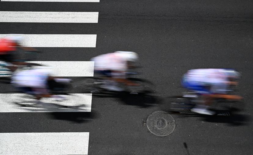 Illustration picture shows cyclists at a zebra crossing during stage 15 of the 2025 Tour de France cycling race, from Muret to Carcasonne (169 km), on Sunday 20 July 2025 in France. The 112th edition of the Tour de France starts on Saturday 5 July in Lille, France, and will finish in Paris, France on the 27th of July.   BELGA PHOTO JASPER JACOBS
