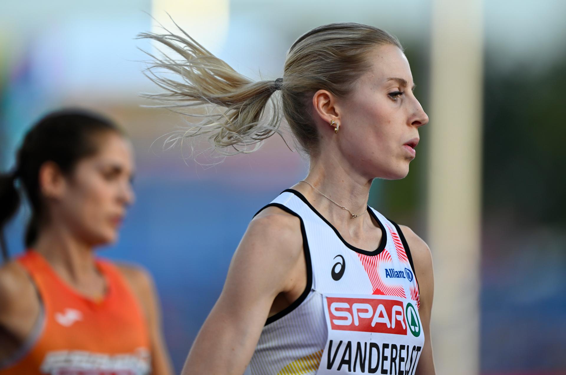 Belgium's Elise Vanderelst is pictured in action during the women's 5.000m event  on the second day of the European Athletics Championships (August 10-18) in Birmingham, United Kingdom, on Tuesday 11 August 2026. BELGA PHOTO ERIC LALMAND