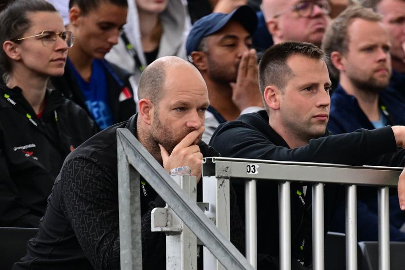 Belgium's head coach Christopher Pegg pictured during a 3x3 basketball game between Latvia and Belgium, a quarter-finals game the men's FIBA 3x3 Europe Cup, on Sunday 13 September 2026 in Antwerp. BELGA PHOTO DIRK WAEM