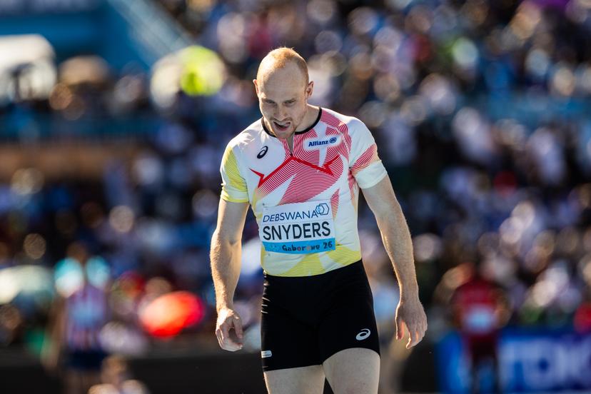 Belgian Antoine Snyders pictured at the Mixed 4x100m relay at the IAAF World Athletics Relays, Sunday 03 May 2026, in Gaborone, Botswana. BELGA PHOTO NIKOLA KRSTIC