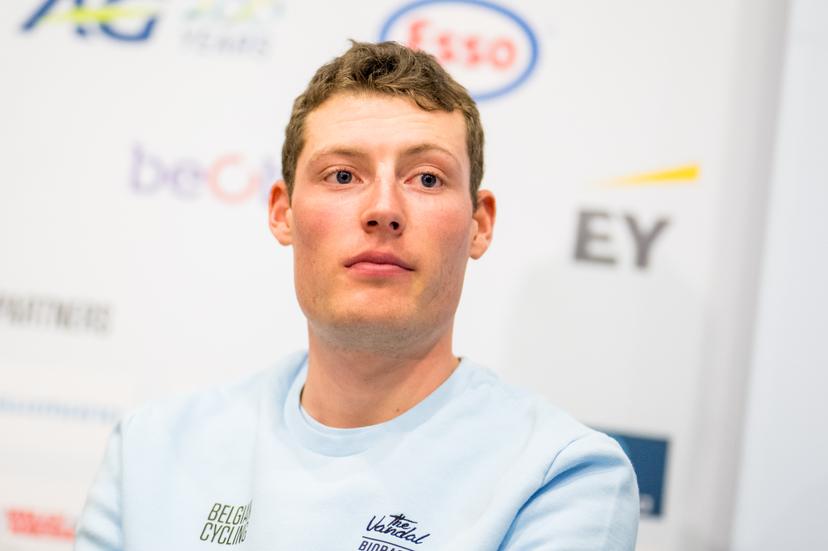 Belgian Joran Wyseure pictured during a press conference ahead of the UCI cyclocross World Championship, in Gosnay, France, Friday 31 January 2025. The world championships are taking place from 31 January until 02 February. BELGA PHOTO JASPER JACOBS