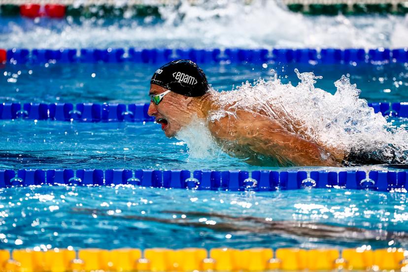 Belgian Lucas Henveaux pictured in action during the men's 400m Individual Medley the European Aquatics Short Course Swimming Championships in Lublin, Poland, on Sunday 07 December 2025. BELGA PHOTO NIKOLA KRSTIC
