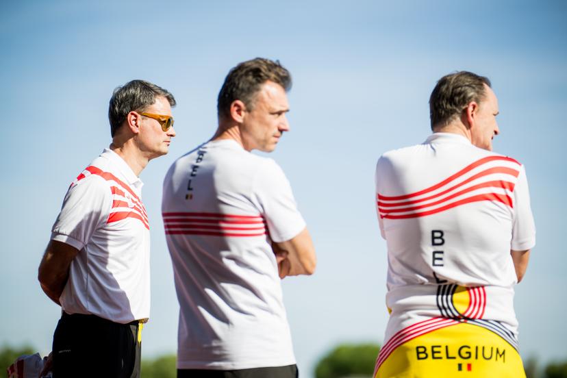 Doctor Roel Parys, BOIC-COIB CEO Cedric Van Branteghem and BOIC-COIB President Jean-Michel Saive pictured during the annual stage of Team Belgium organized by the BOIC-COIB Belgian Olympic Committee, in Belek, Turkey, Thursday 20 November 2025. The camp takes place from 19 to 26 November and focuses on the initial preparations for the 2028 Olympic Games in Los Angeles. BELGA PHOTO JASPER JACOBS