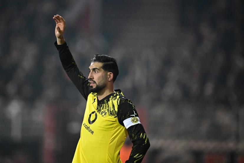 Dortmund's German midfielder #23 Emre Can gestures during the German first division Bundesliga football match between Union Berlin and BVB Borussia Dortmung in Berlin, Germany, on January 24, 2026.  Tobias SCHWARZ / AFP