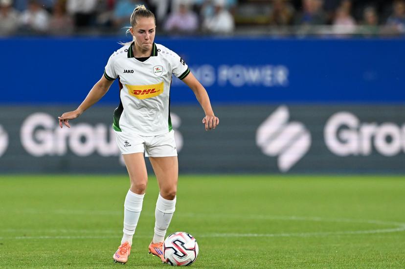 OHL's Saar Janssen is pictured in action during a game between Oud-Heverlee Leuven Women and Poland women team Czarni Sosnowiec,  Wednesday 2 September 2026 in Leuven, a return leg in the third round qualification game in the UEFA Women's Champions League. OHL Women won 1-4 the first leg. BELGA PHOTO JILL DELSAUX
