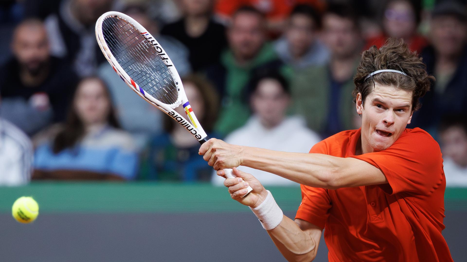 Belgian Alexander Blockx pictured in action during a tennis match against Bulgarian Radulov, during the qualifier of the Davis Cup on Saturday 07 February 2026, in Plovdiv, Bulgaria. Belgium will compete this weekend in the Davis Cup qualifiers against Bulgaria. BELGA PHOTO BENOIT DOPPAGNE