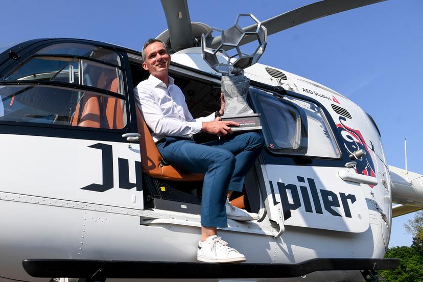 Pro league CEO Lorin Parys pictured ahead of the transport of the Jupiler Pro League trophy by helicopter, from Lint, Sunday 04 June 2023. On the last day of the Jupiler Pro League 2022-2023 season, three teams are still in the running to become champion: RAFC Antwerp, Union SG and KRC Genk. BELGA PHOTO FREDERIC SIERAKOWSKI