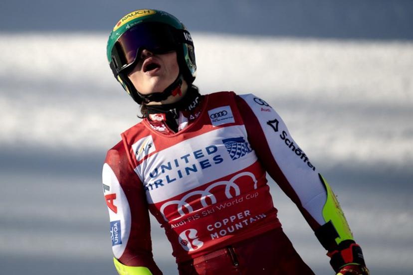 Julia Scheib of Austria reacts after skiing the 2nd run of the Women's Giant Slalom during the Stifel Copper Cup 2025 at Copper Mountain on November 29, 2025 in Copper Mountain, Colorado.  Jason Connolly / AFP