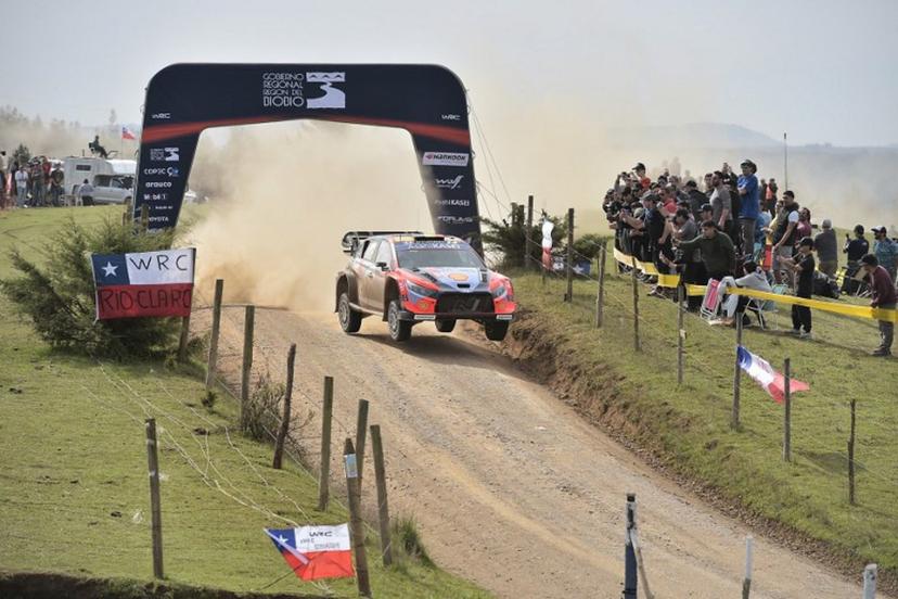 Belgium driver Thierry Neuville and co-driver Martijn Wydaeghe compete in their Hyundai i20 N Rally1 during the first day of the WRC Rally Chile Bio Bio in Concepcion, Chile, on September 12, 2025.  GUILLERMO SALGADO / AFP