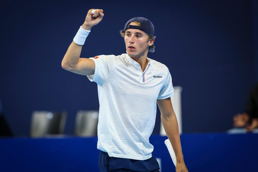 Belgian Emilien Demanet pictured during the qualifying phase of the European Open Tennis ATP tournament, in Antwerp, Sunday 13 October 2024. BELGA PHOTO DAVID PINTENS