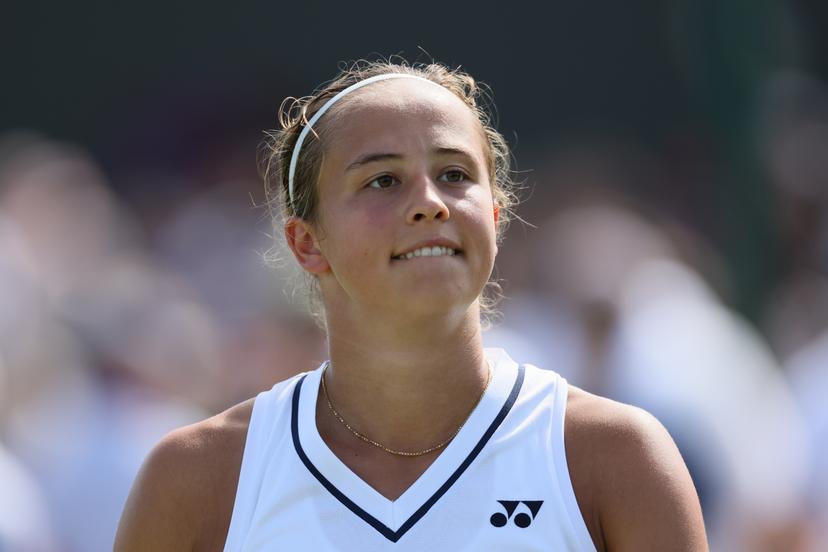 Belgian Hanne Vandewinkel reacts during a first roung game between Belgian Vandewinkel (WTA 103) and US' Liu (WTA 146) in the Ladies' singles at Wimbledon grand slam tennis tournament in London, Britain, Monday 29 June 2026.  BELGA PHOTO BENOIT DOPPAGNE