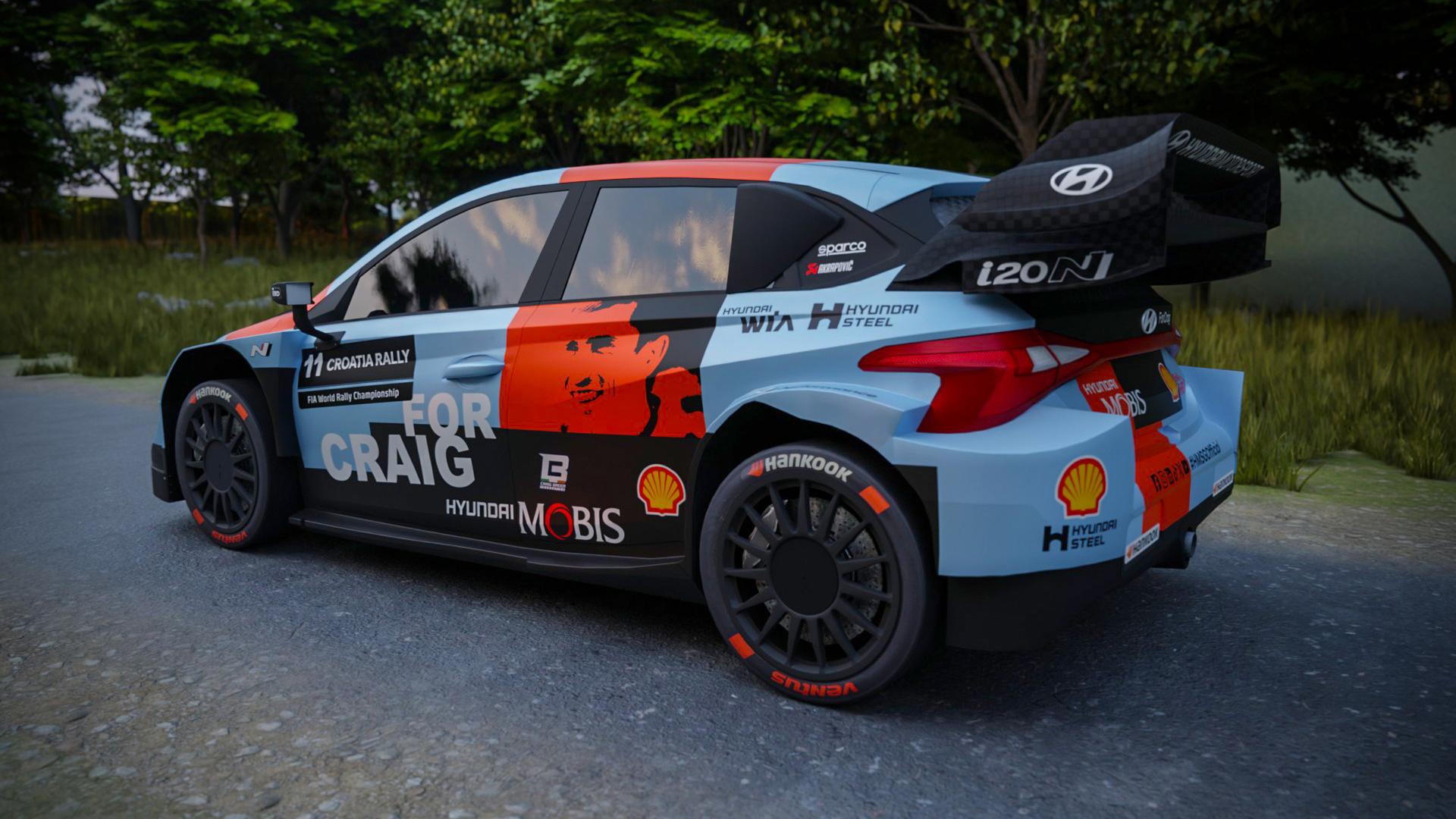 ATTENTION EDITORS - HAND OUT PICTURES - EDITORIAL USE ONLY - MANDATORY CREDIT 'Hyundai Motorsport'  This handout undated picture, distributed by Eric Dupain,  shows special livery on a car, on April 13, 2023, Irish rally driver Craig Breen died following an accident during private test for the Croatia Rally.  To honor him and keep Craig Breen's memory alive, his teammates Thierry Neuville, Adrien Fourmaux, and Hayden Paddon are competing in Croatia this week with a special livery. PHOTO HAND OUT 'Hyundai Motorsport'   *** Belga and Belga Editorial Board decline all responsibility regarding the content of this picture. ***