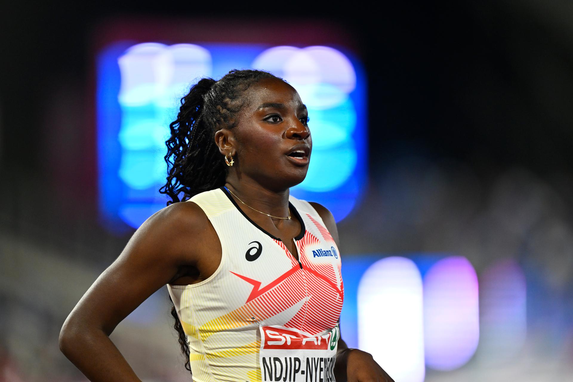 Belgian Yanla Ndjip-Nyemeck is pictured after the final of the women's 100m Hurdles  on the second day of the European Athletics Championships (August 10-18) in Birmingham, United Kingdom, on Tuesday 11 August 2026. BELGA PHOTO ERIC LALMAND