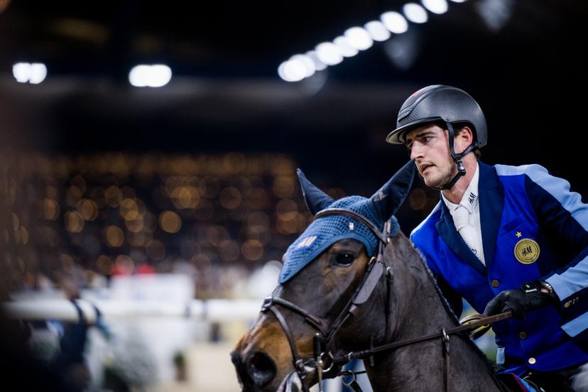 Belgian Nicola Philippaerts with Katanga v.H Dingeshof pictured in action during the FEI World Cup Jumping competition at the 'Vlaanderens Kerstjumping - Memorial Eric Wauters' equestrian event in Mechelen on Friday 30 December 2022. BELGA PHOTO JASPER JACOBS
