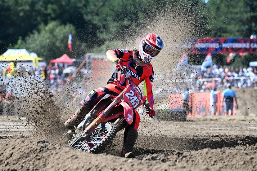Slovenian Tim Gajser pictured during warm-up before the motocross MXGP Grand Prix Flanders, race 14/20 of the FIM Motocross World Championship, Sunday 28 July 2024 in Lommel. BELGA PHOTO MAARTEN STRAETEMANS