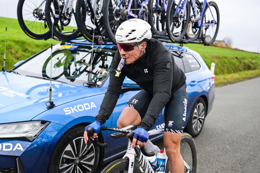 Belgium's Jasper Philipsen of Alpecin-Premier Tech pictured in action during the 81st edition of the men's one-day cycling race Omloop Het Nieuwsblad (UCI World Tour), the opening race of the Flemish one-day classics season, 207,6 km from Gent to Ninove, Saturday 28 February 2026. BELGA PHOTO DAVID PINTENS