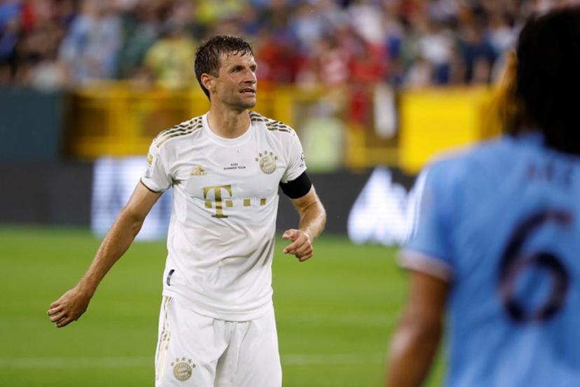 Bayern Munich's German forward Thomas Muller looks on during the international friendly match between Manchester City and FC Bayern Munich at at Lambeau Field in Green Bay, Wisconsin, on July 23, 2022.  Kamil KRZACZYNSKI / AFP