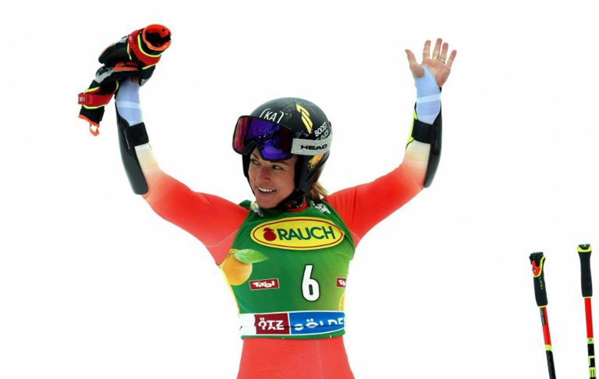 Switzerland's Lara Gut-Behrami reacts after the second run of the women's giant slalom event of the FIS Alpine Skiing World Cup in Soelden, Austria on October 25, 2025.  Johann GRODER / EXPA / APA / AFP