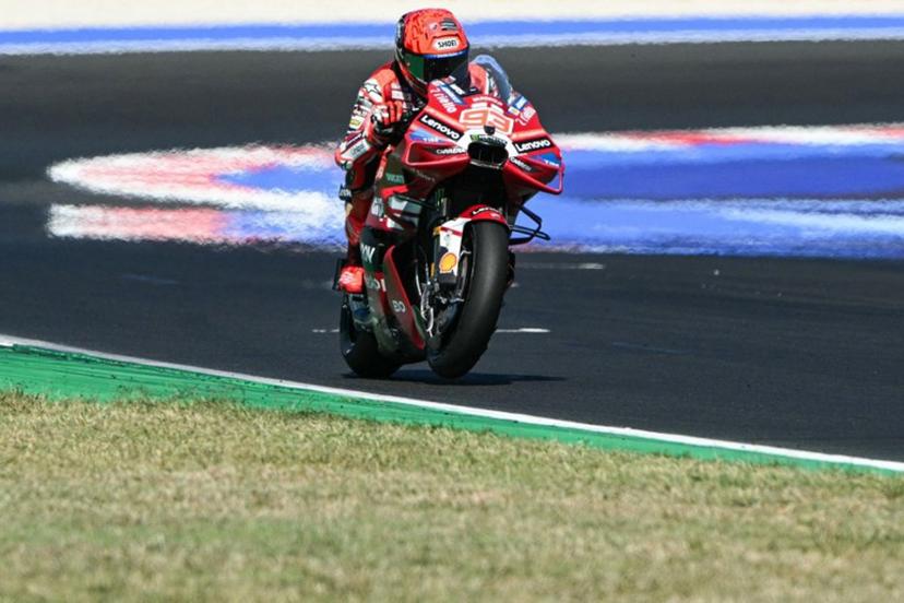 Ducati Lenovo Team's Spanish rider Marc Marquez competes during the San Marino Moto GP Grand Prix at the Misano World Circuit Marco Simoncelli, in Misano Adriatico, northern Italy on September 13, 2026.  Andreas SOLARO / AFP