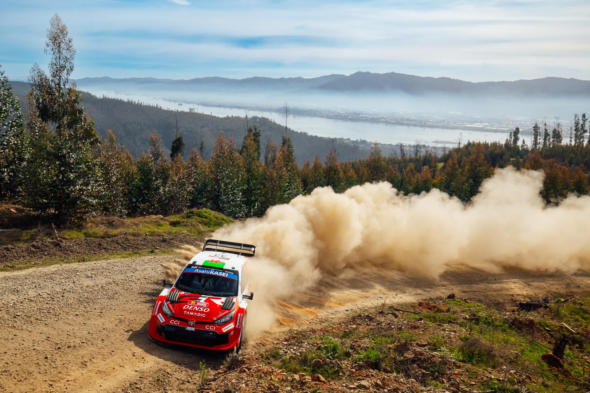 ATTENTION EDITORS - HANDOUT PICTURES - EDITORIAL USE ONLY MANDATORY CREDIT TOYOTA GAZOO RACING.  This handout picture, released by Toyota Gazoo Racing on Thursday 10 September 2026 shows Elfyn Evans and Scott Martin in action during the WRC Rally Chile, the 12th manche of the FIA World Rally Cup.  Belga and Belga editorial board decline all responsability regarding the content of this picture. PHOTO HANDOUT TOYOTA GAZOO RACING