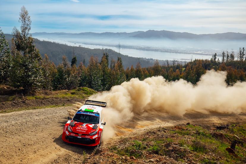 ATTENTION EDITORS - HANDOUT PICTURES - EDITORIAL USE ONLY MANDATORY CREDIT TOYOTA GAZOO RACING.  This handout picture, released by Toyota Gazoo Racing on Thursday 10 September 2026 shows Elfyn Evans and Scott Martin in action during the WRC Rally Chile, the 12th manche of the FIA World Rally Cup.  Belga and Belga editorial board decline all responsability regarding the content of this picture. PHOTO HANDOUT TOYOTA GAZOO RACING