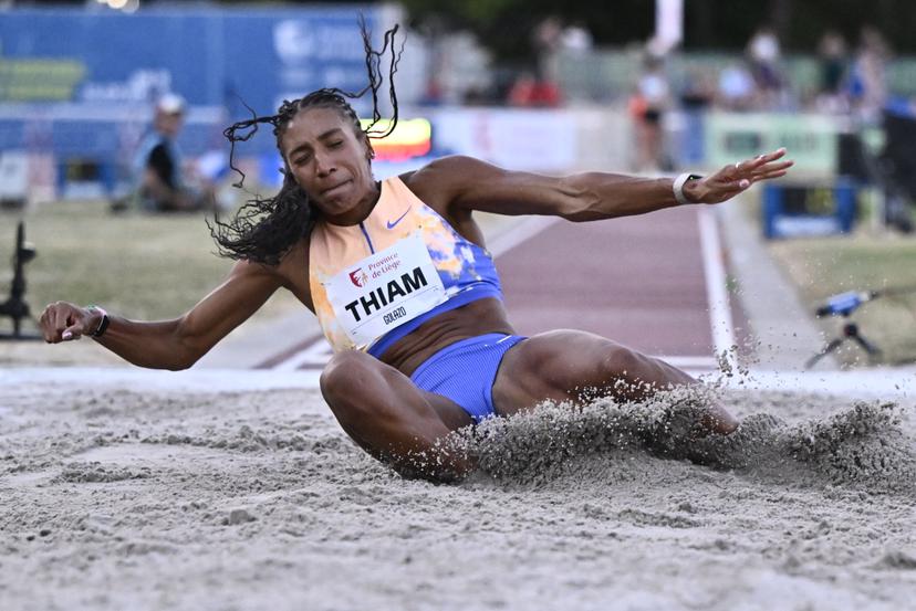 Belgian Nafissatou Nafi Thiam pictured in action during the 2026 edition of the 'Meeting International d'Athletisme de la Province de Liege' athletics event in Liege, Wednesday 15 July 2026.  BELGA PHOTO ERIC LALMAND