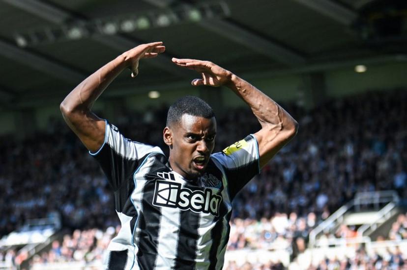 Newcastle United's Swedish striker #14 Alexander Isak reacts after a missed chance during the English Premier League football match between Newcastle United and Everton at St James' Park in Newcastle-upon-Tyne, north east England on May 25, 2025.  ANDY BUCHANAN / AFP