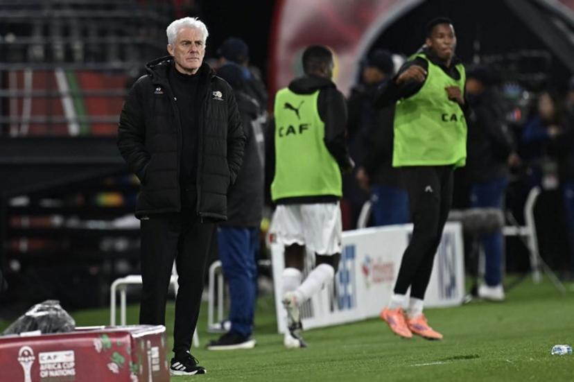 South Africa's head coach Hugo Broos during the Africa Cup of Nations (CAN) round of 16 football match between South Africa and Cameroon at Al Medina Stadium in Rabat on January 4, 2026.   Paul ELLIS / AFP
