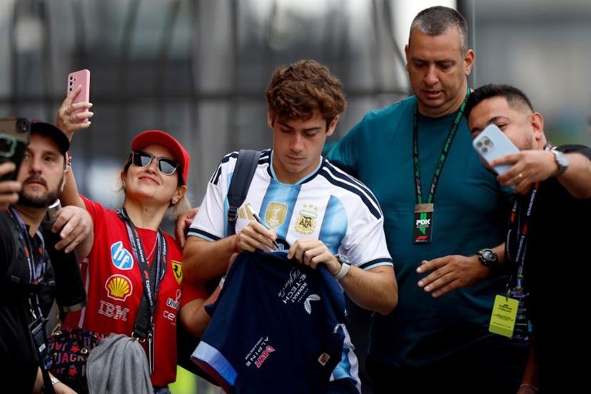 Alpine's Argentinian driver Franco Colapinto arrives at the practice session of the Sao Paulo Formula One Grand Prix at the Jose Carlos Pace racetrack, aka Interlagos, in Sao Paulo, Brazil on November 7, 2025.  Miguel SCHINCARIOL / AFP