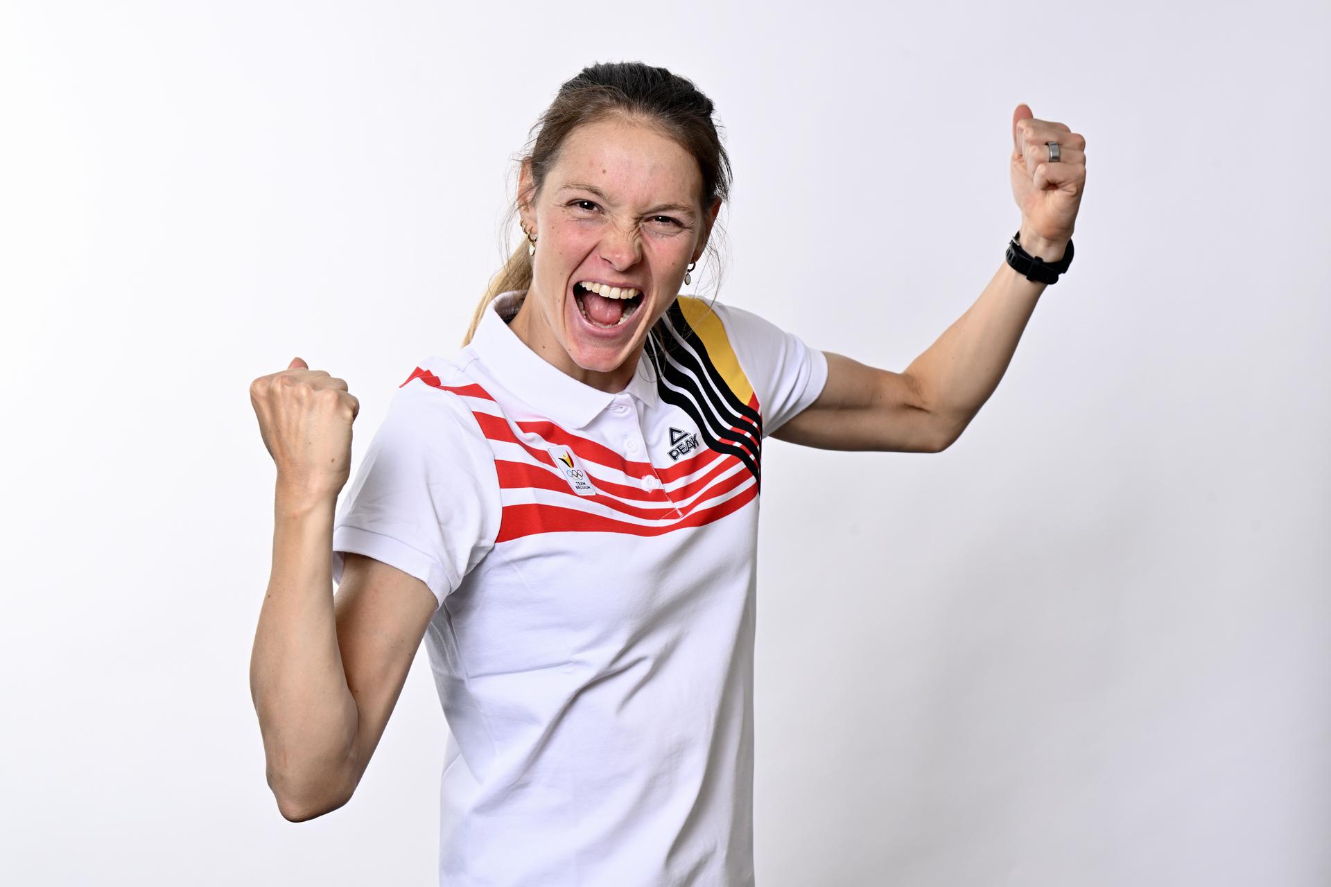 Belgian Jolien Vermeylen poses for the photographer during a photoshoot for the Belgian Olympic Committee BOIC - COIB ahead of the Paris 2024 Olympic Games, in Brussels, Thursday 27 June 2024. BELGA PHOTO ERIC LALMAND