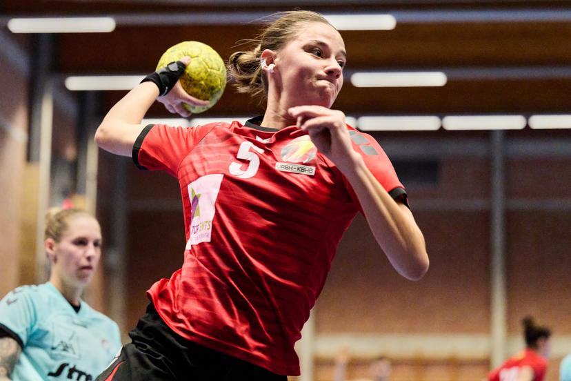 ATTENTION EDITORS - HAND OUT PICTURES - EDITORIAL USE WITH STORY ON HANDBALL ONLY - MANDATORY CREDIT ALAIN DECAMPS  Hand out picture released by Alai Decamps shows Marie Carabin a friendly handball game between Belgium's Black Arrows and Luxembourg on Saturday 23 December 2023 in Lokeren, France.  HANDOUT - ALAIN DECAMPS