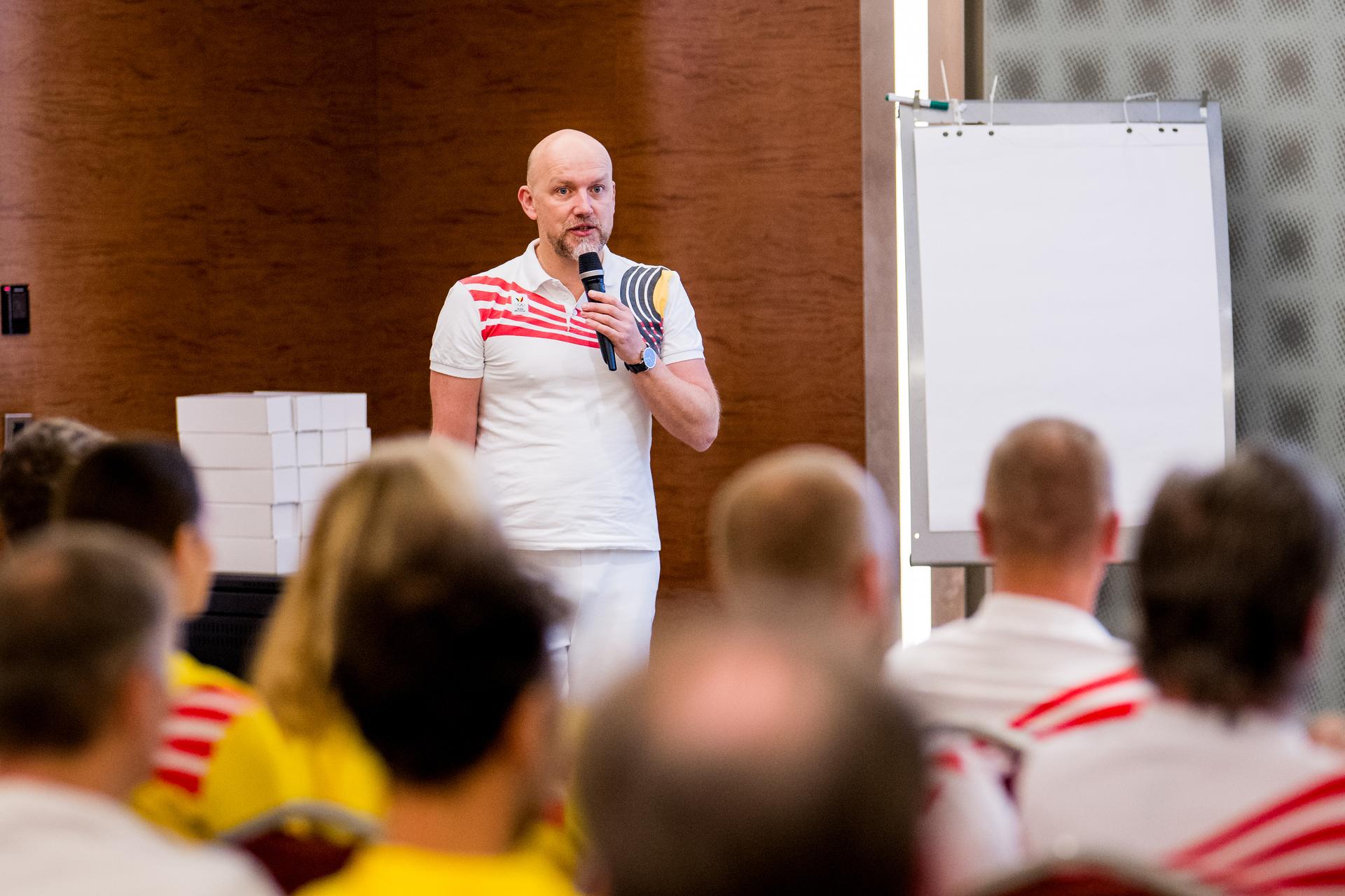 Chef de Mission Olav Spahl is seen at the annual stage of Team Belgium organized by the BOIC-COIB Belgian Olympic Committee, in Belek, Turkey, Thursday 20 November 2025. The camp takes place from 19 to 26 November and focuses on the initial preparations for the 2028 Olympic Games in Los Angeles. BELGA PHOTO JASPER JACOBS