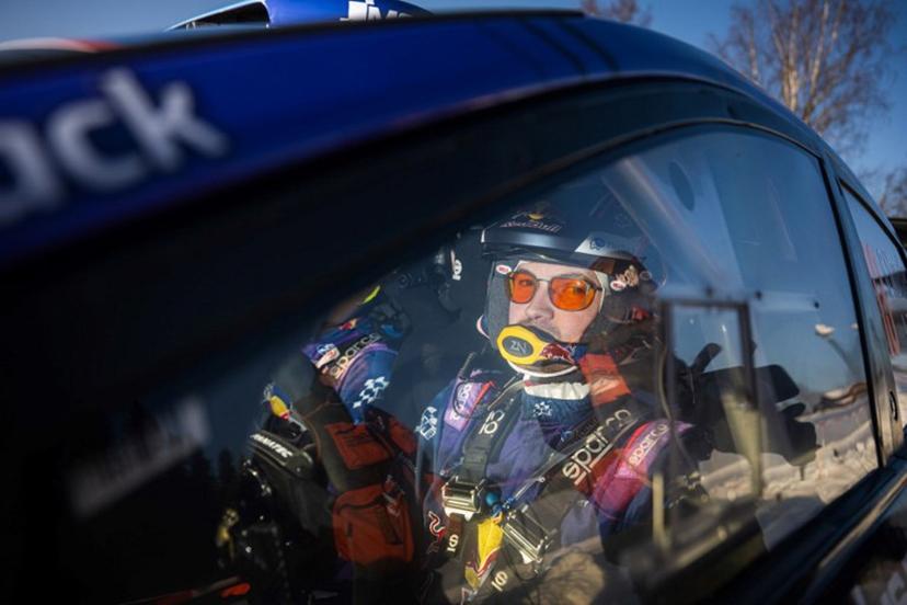 Grégoire Munster of Luxembourg is pictured in his Ford Puma Rally1 prior to the start of the Sarsjoliden, 10th stage of Rally Sweden, second round of the FIA World Rally Championship on February 15, 2025 near Umea, Sweden.  Jonathan NACKSTRAND / AFP