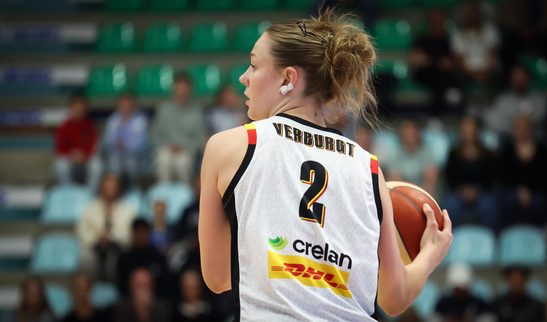 Belgium's Zhen Verburgt pictured in action during a friendly basket game between Belgium's national team Belgian Cats and Italy, in Jemappes, on Friday 23 May 2025. BELGA PHOTO VIRGINIE LEFOUR