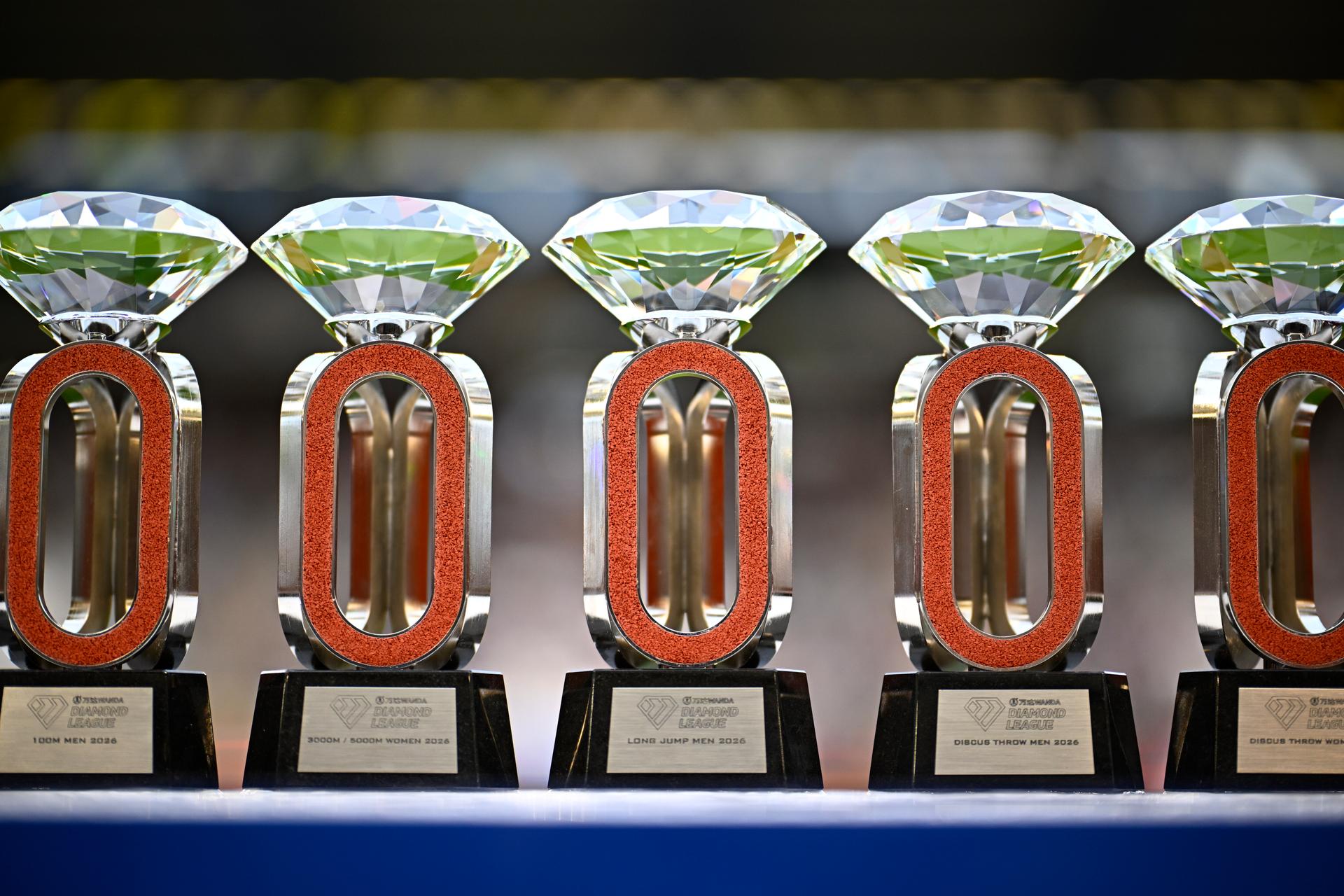 Trophies pictured at the 50th edition of the Memorial Van Damme Diamond League athletics event in Brussels, Friday 4 September 2026.  BELGA PHOTO JASPER JACOBS