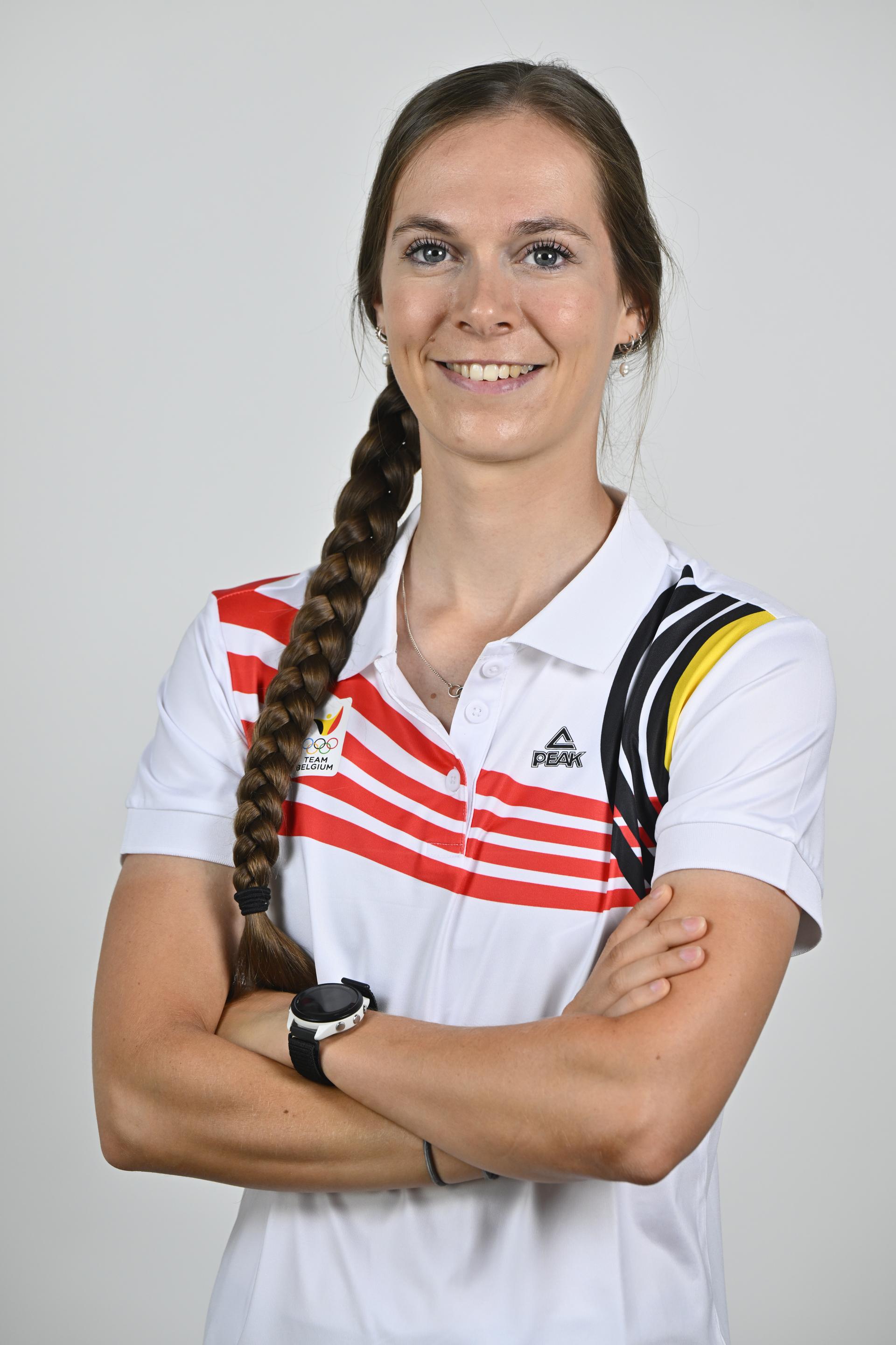 Athlete Sandrine Tas poses for the photographer during the annual training camp of Team Belgium (19-25/05), in Rio Maior, Portugal, Friday 23 May 2025. BELGA PHOTO ERIC LALMAND