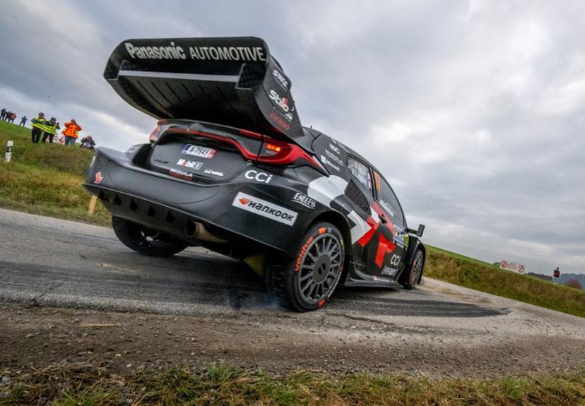 French driver Sebastien Ogier and co-driver Vincent Landais compete in their Toyota GR Yaris Rally1 car during day three of the FIA World Rally Championship WRC Central European Rally at the SS9 "Made in FRG" stage near Roehrnbach close to Passau, southern Germany on October 18, 2025.  Joe Klamar / AFP
