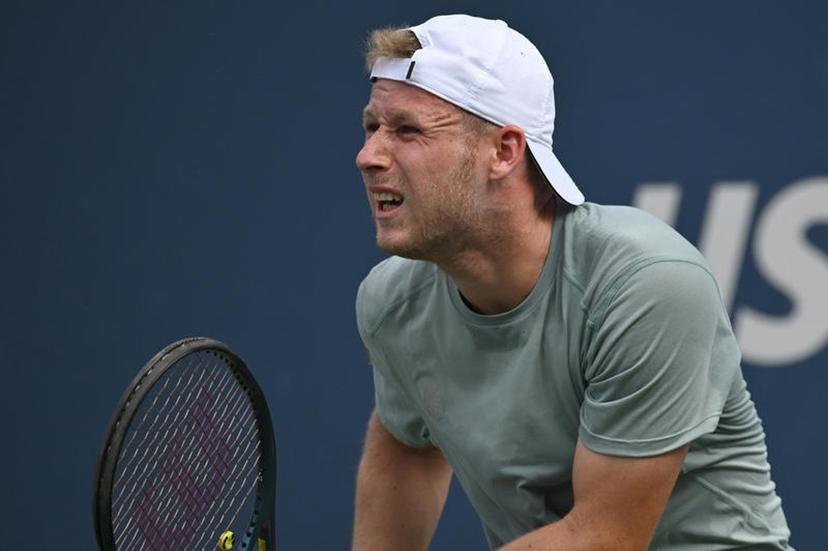 Gauthier Onclin of Belgium plays against Nikoloz Basilashvili of Georgia during the Men's Qualifying Singles Round 1 of the 2025 US Open tournament, at the USTA Billie Jean King National Tennis Center in Flushing Meadow-Corona Park, in the Queens borough of New York, NY, August 18, 2025. (Photo by Anthony Behar/SipaUSA)