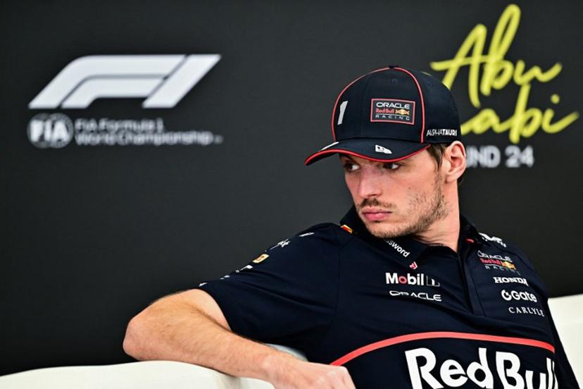 Red Bull Racing's Dutch driver Max Verstappen attends a press conference ahead of the Abu Dhabi Formula One Grand Prix at the Yas Marina Circuit in Abu Dhabi on December 4, 2025.  Giuseppe CACACE / AFP