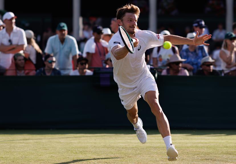 Belgian David Goffin pictured in action at a tennis game against UK's Hijikata, in the first round of the men's singles at the 2025 Wimbledon grand slam tournament, Tuesday 01 July 2025 at the All England Tennis Club, in South-West London, Britain. BELGA PHOTO BENOIT DOPPAGNE